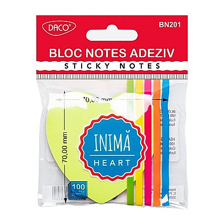 Papetărie și articole din hârtie - Bloc notes adeziv inima daco bn201