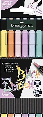 Carioci - Brush pens Black Edition set 6 culori pastel Faber-Castell