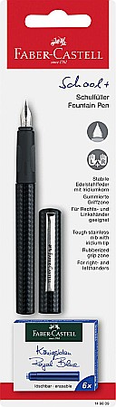 Promoții de Toamnă - Stilou Faber-Castell School carbon penita M cu 6 cartuse