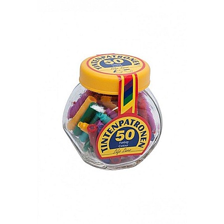 Instrumente de scris - Patroane cerneala scurte  Viva Colorarte 50 buc/borcan culori diferite