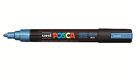Marker UNI Posca PC-5M varf rotund 1.8-2.5mm albastru metalizat [2]