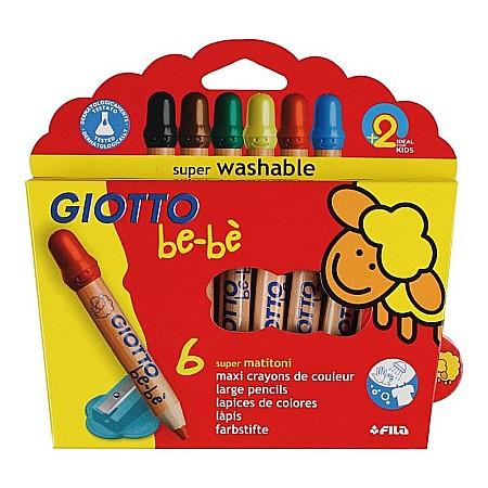Instrumente de scris - Creioane colorate be-be 6/set+ascutitoare 0477600 giotto