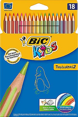 Creioane colorate - Creioane colorate 18 culori tropicolors BIC