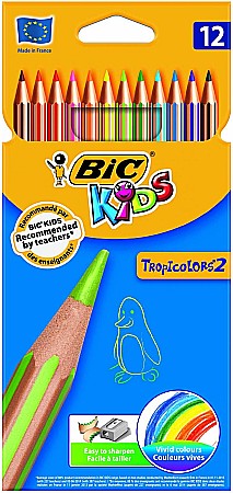 Creioane colorate - Creioane colorate 12 culori tropicolors BIC