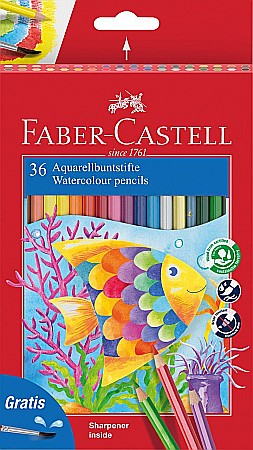 Creioane colorate - Creioane colorate acuarela 36 buc + pensula Faber-Castell