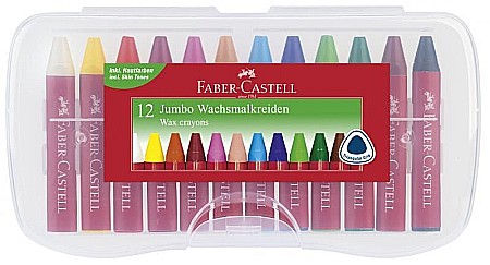 Creioane cerate - Creioane cerate 12 culori Jumbo cutie plastic Faber-Castell