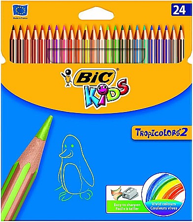 Rechizite școlare - Creioane colorate 24 culori tropicolors BIC