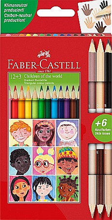 Promoții de Toamnă - Creioane colorate 12+3 bicolore piele Children Faber-Castell