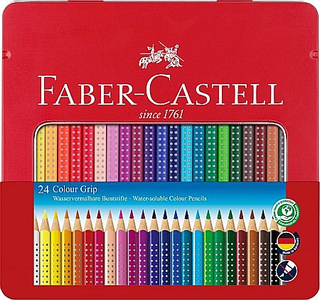 Creioane colorate - Creioane colorate 24 culori cutie metal grip 2001 Faber-Castell
