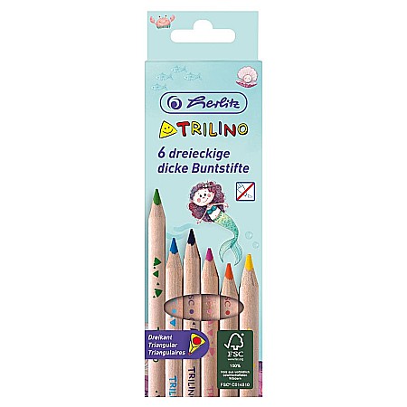 Rechizite școlare - Creioane color triunghiular trilino mermaid set 6 50040919