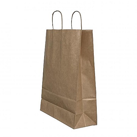 Accesorii pentru impachetat - Punga hartie maner rasucit 26+12*35cm maro papiroti pap93935