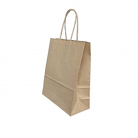 Accesorii pentru impachetat - Punga hartie maner rasucit 18+8*22cm maro papiroti pap15840