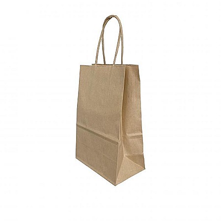 Accesorii pentru impachetat - Punga hartie maner rasucit 14+8*21cm maro papiroti pap03112