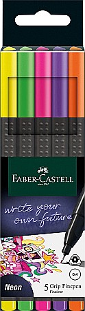 Promoții de Toamnă - Liner 0.4 mm 5/set culori neon grip Faber-Castell