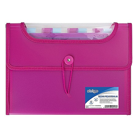 Mape și serviete - Mapa Strigo extensibil A4 12 compartimente roz cu elastic