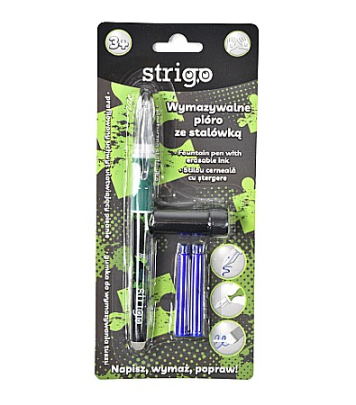 Stilouri școlare - Stilou strigo cerneala stergere cu 2 rezerve verde ssc341