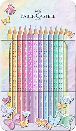 Creioane colorate - Set cadou 12 creioane colorate pastel Sparkle Faber-Castell