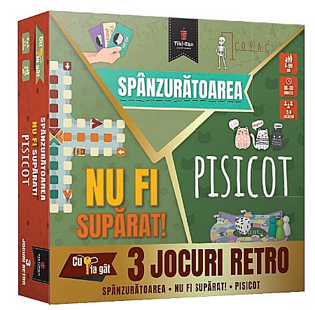 Jucării și jocuri - Set 3 jocuri - Spanzuratoarea, Nu fi suparat!, Pisicot