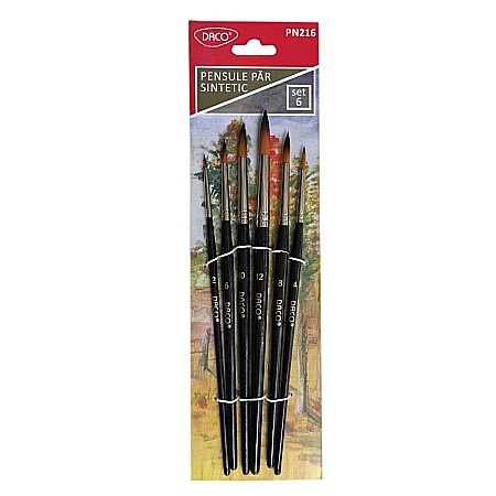 Pensule profesionale pictură - Pensule set 6 par sintetic rotund daco pn216