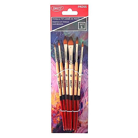 Artă și creativitate - Pensule set 6 par sintetic limba pisica daco pn266