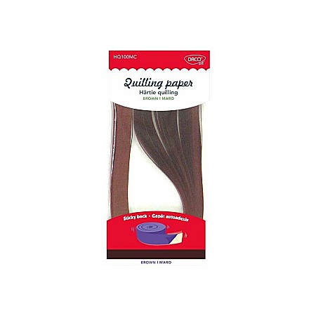 Rechizite școlare - Hartie quilling autoadeziv maro 42.5x0.5cm 100 buc /set Daco