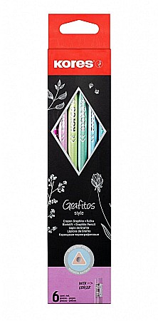 Creioane grafit și ascuțitori - Creion grafit hb cu guma metalic 6/set ko92810