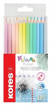 Creioane colorate - Creioane colorate 12 cul pastel kores ko93311