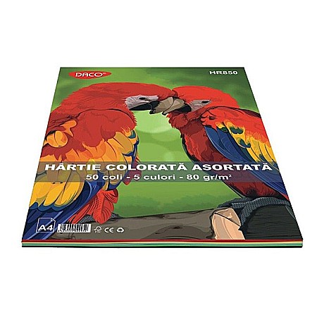 Rechizite școlare - Hartie colorata hr850 a4 50coli 5cul daco 80g/mp
