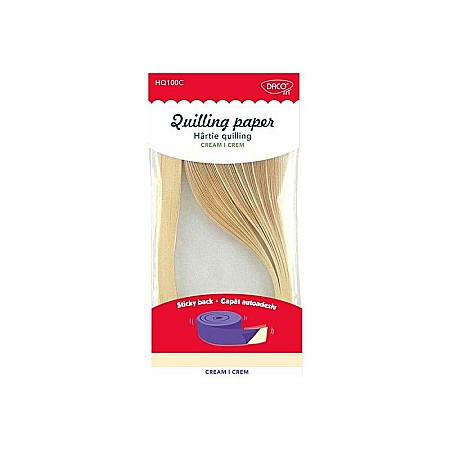 Rechizite școlare - Hartie quilling autoadeziv crem 42.5x0.5cm 100 buc /set Daco