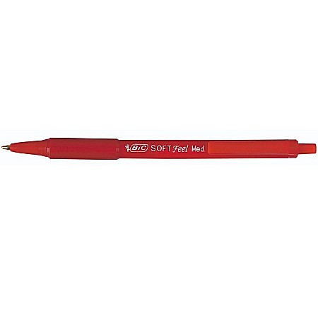 Birotică și accesorii birou - Pix BIC Soft Feel retractabil rosu grip cauciucat varf 1 mm