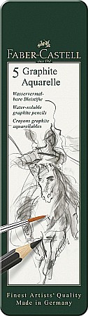 Creioane grafit și ascuțitori - Set 5 buc creion grafit Aquarelle Faber-Castell