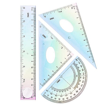 Truse geometrie - Set geometrie 4 piese Deli culori diferite