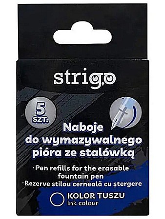 Mine și rezerve - Set 5 rezerve stilou Strigo cerneala albastra stergere