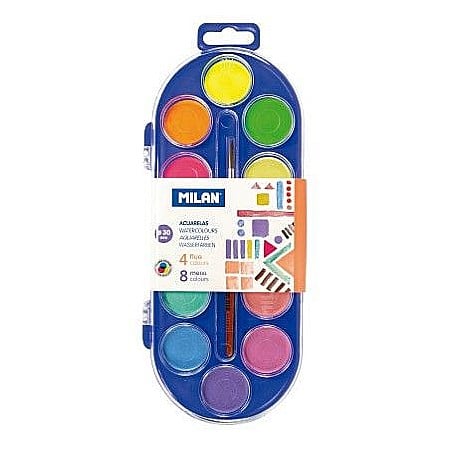 Pânze pictură - Acuarele 8 metal + 4 fluo culori milan