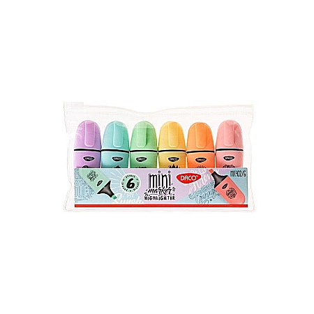 Markere și textmarkere - Marker evidentiator mini pastel set 6 Daco