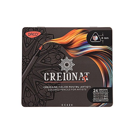 Creioane colorate - Creioane colorate Creionart 24 buc cutie metalica Daco