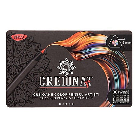 Rechizite școlare - Creioane colorate Creionart 30 buc bicolore cutie metalica Daco