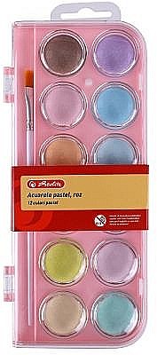 Rechizite școlare - Acuarele tip pastila pastel 12 culori roz 9495260