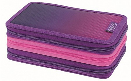 Rechizite școlare - Penar Herlitz echipat fete 3 compartimente violet