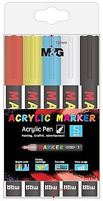 Rechizite școlare - Set 5cul marker vopsea acril m&g vf rotund 2mm apl976d8