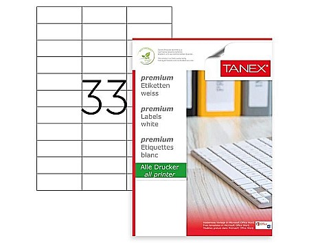 Etichete adezive - Etichete 33/a4 70*25mm colturi drepte 100/top tanex tw2233