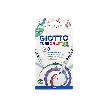 Instrumente de scris - Carioci turbo glitter pastel 2buc/set giotto 0426300