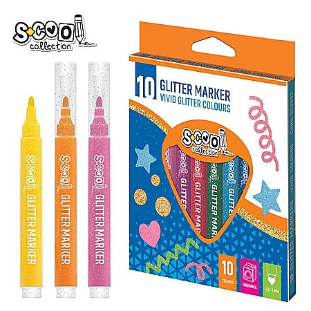 Rechizite școlare - Marker cu sclipici 10 culori set S-COOL