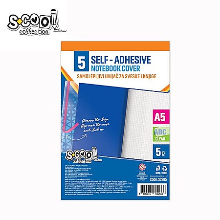 Accesorii școlare - Coperta caiet transparenta A5 autoadeziva 5 buc/set S-COOL