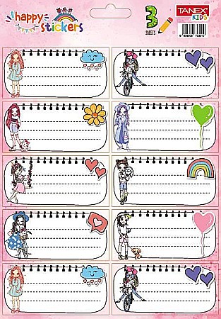 Etichete școlare - Etichete scolare 30/set girls Tanex