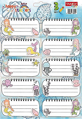 Etichete școlare - Etichete scolare 30/set mermaids tls-828 tanex twtls828