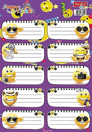 Etichete școlare - Etichete scolare 30/set smileys tls-803 tanex twtls803