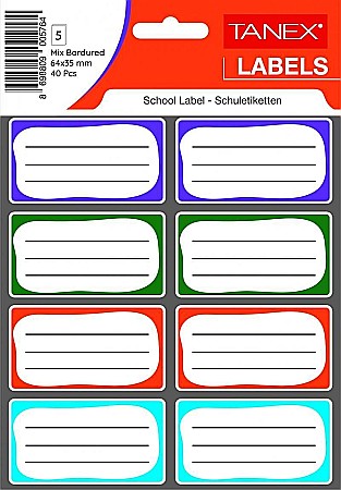 Etichete școlare - Etichete scolare 40/set asortate tanex twbrd7004