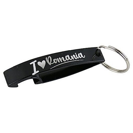 Casă și decorațiuni - Breloc cu desfacator de sticle romania 7cm negru 5021