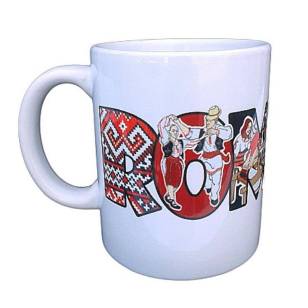 Căni și pahare - Cana ceramica 8x10 cm motive traditionale Romania